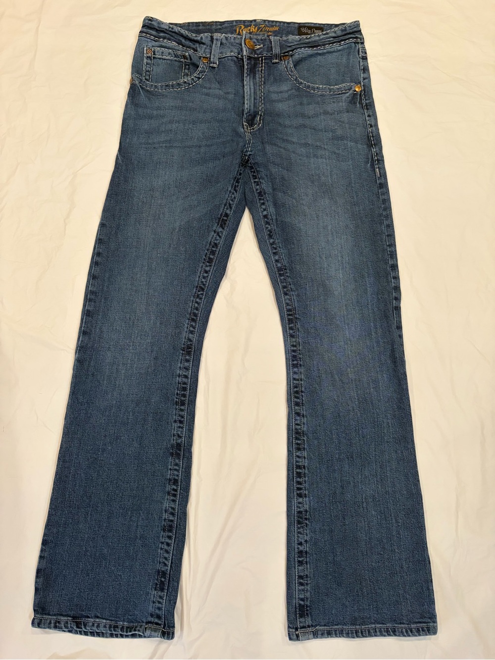 Rock 47 Denim by Wrangler Jeans Men's 34x34 Blue Dark Wash Slim Boot